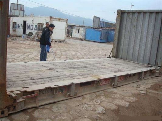 चीन नौवहन फ्लैट रैक प्रयुक्त इस्पात भंडारण कंटेनरों 20 जीपी 6.06m लंबाई आपूर्तिकर्ता